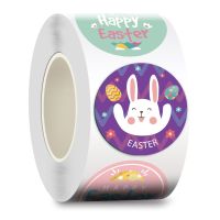 500ชิ้นน่ารักกระต่ายซองจดหมายสติกเกอร์ Happy Easter สติกเกอร์ม้วนการ์ดอีสเตอร์ Decor Mailer ป้ายปิดผนึกสำหรับบรรจุภัณฑ์