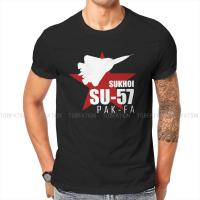 T-SHIRT เสื้อยื รัสเซียสหภาพโซเวียต CCCP ผ้าฝ้ายบริสุทธิ์เสื้อยืด Sukhoi Su-57 เสื้อยืดพื้นฐานผู้ชายขนาดใหญ่เสื้อยืด Ofertas อิน