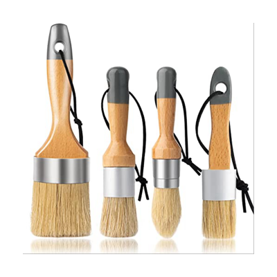 4 PCS Chalk and Wax Paint Brush Furniture Chalk Paint Brush with Natural Bristles for Painting or Waxing