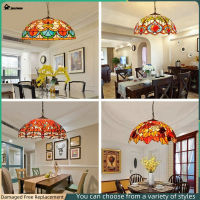 EASYHOME โคมระย้าสไตล์เมดิเตอร์เรเนียนยุโรป (40ซม.) โคมไฟสีแก้วไฟ LED ประดับร้านกาแฟโคมไฟติดเพดานห้องนั่งเล่น