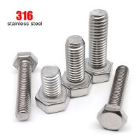 1/2/5/10pcs High Quality M3 M4 M5 M6 M8 M10 M12 DIN933 Marine Grade 316 A4 Stainless Steel External Hex Hexagon Head Bolt Screw Nails Screws Fasteners