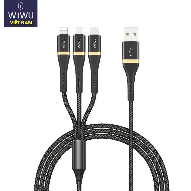 BẢO HÀNH 12 THÁNG] Cáp sạc nhanh 3in1 USB type C-lightning-Micro WIWU cho  iPhone Samsung Micro USB Android Mobile Phone Cable/ Huawei Xiaomi USB C |  