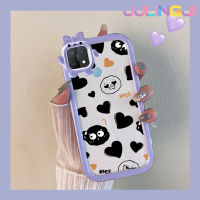 Jjlingji เคสสำหรับ OPPO A15 A35 A15s 4G เคสลายการ์ตูนลูกบอลถ่านหินขนาดเล็กสีสันสดใสน่ารักมอนสเตอร์ตัวน้อยเคสซิลิโคนเลนส์กล้องถ่ายรูปแบบนิ่มใสกันกระแทกแบบใสง่ายเคสป้องกัน