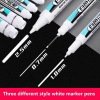 2/3Pcs/Set For Metal Long Head Marker Pens Oily Waterproof Plastic Large Capacity White Marker Pen Stationery 0.7/1.0/2.5mmHighlighters  Markers