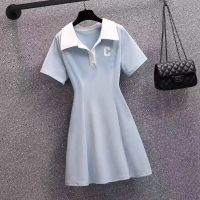 เสื้อผ้าแฟชั่นสำหรับสุภาพสตรี Polo collar dress female new 2023 accept waist package buttocks of cultivate ones morality show thin covering meat A word skirt fashion joker