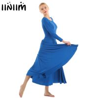 Iiniim Womens Adult Ballet Lyrical Mime Dancewear Loose Fit Liturgical Praise Spiritual Gymnastics Leotard Dress Dance Costumes