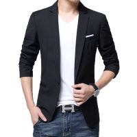 ZZOOI BROWON Spring Autumn Dress Jacket Men Slim Fit Suit Jacket One Button Pocket Solid Color Plus Size Party Wedding Jackets Men