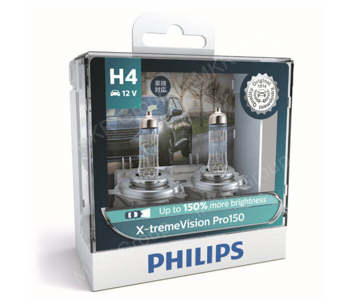 philips-หลอดไฟหน้ารถยนต์-x-treme-vision-pro-150-3700k-h4-bluevision-t10