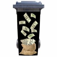 DIY creative money bag Removable Waterproof Sticker Decals Rubbish bin trash can Cover sticker 120liter 240liter