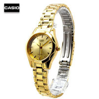 Velashop นาฬิกาข้อมือผู้หญิงคาสิโอ Casio Standard สายสแตนเลสสีทอง หน้าปัดทอง รุ่น LTP-1275G-9ADF, LTP-1275G-9A, LTP-1275G