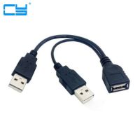 USB 2.0 Female A to Dual A Male Data Y Cable HDD Power Supply Cord for External 2.5 Hard Disk Drive