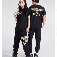 Boy London แท้ใหม่เสื้อยืดนกอินทรีแขนสั้น23ปีสำหรับเด็กชายและหญิงสไตล์เดียวกันทรงหลวมแขนครึ่งตัวอักษรฮิปฮอปสไตล์ใหม่