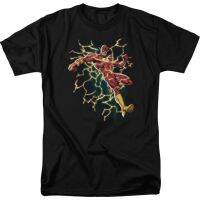 Electrified Flash DC Comics เสื้อยืดผ้าฝ้ายแขนสั้น