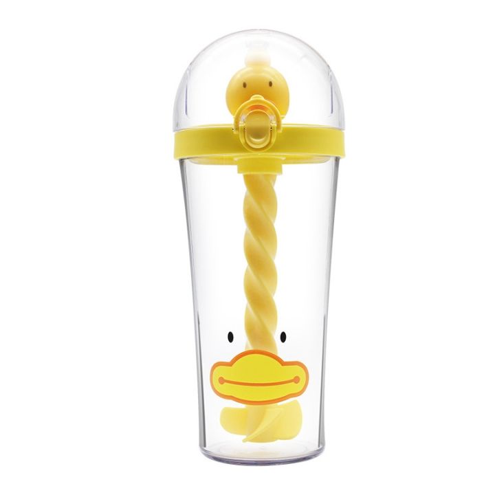 stirring-cup-creative-cartoon-plastic-cup-straw-cup-student-portable-children-cup-plastic-bottle-for-kids-students