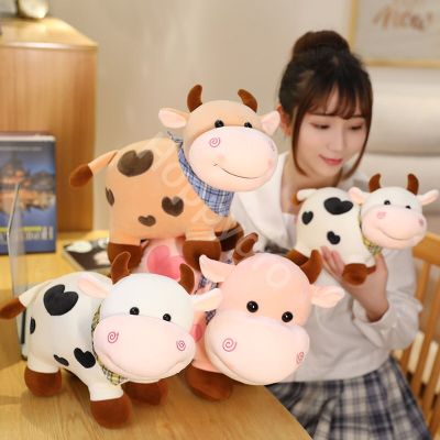 23New 25/35CM Cartoon Cute Cow Plush Toy Soft Animal Cattle Plush Toy Kawaii Bull Plush Doll Kids Birthday Gifts Baby Sleeping Pillows