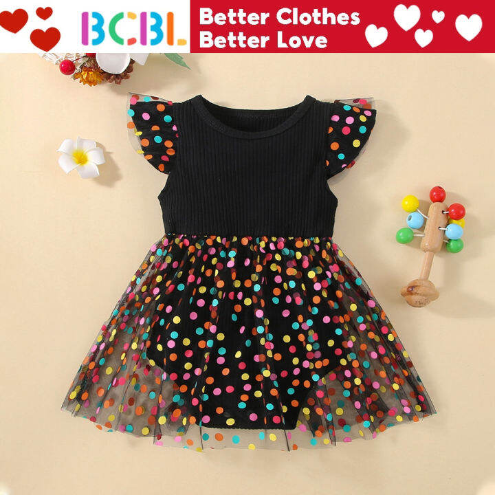 Baby Girl Romper Summer Black Polka Dot Dress for 012 Months Baby Girl