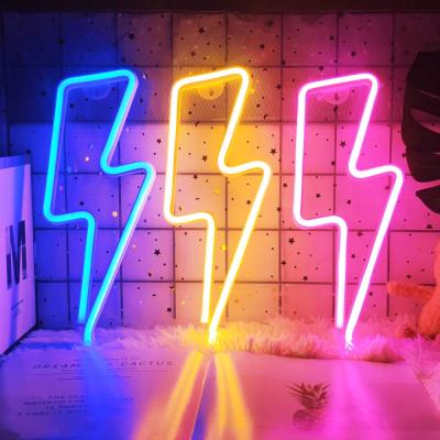 LED Home Neon Lightning Shaped Sign Neon Fulmination Light USB Decorative Light Wall Decor for Kids Baby Room Wedding Party Bulbs  LEDs HIDs