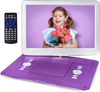 Jekero ???????????????????????? 17.9" Portable DVD Player with 15.6" Large Screen, 6 Hours 5000mAh Rechargeable Battery, Region Free, DVD Player Portable for Kids, Sync TV and Support CD/DVD/SD Card/USB, Car Charger 17.9 inch Purple