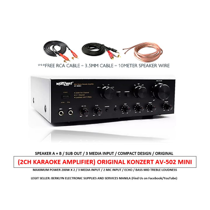 KONZERT AV502 MINI / Stereo Karaoke Amplifier / 200 Watts x 2 / 10
