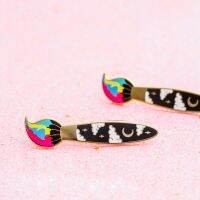 Magical Color Pigment Writing Brush Hard Enamel Pin Rainbow Paint Brush Metal Brooch Accessories Fashion Jewelry Gift Drawing Painting Supplies