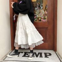 ∏ Long Tulle Midi Skirts Womens 2022 Autumn Elastic High Waist Mesh Tutu Pleated Skirts Female Black White Long Skirt Streetwear