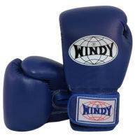 นวมซ้อมมวยไทย วินดี้สปอร์ต ทำจากหนังแท้ เมจิกเทป สีน้ำเงิน Windy Boxing Gloves 8,10,12,14,16,18 oz  Navy Blue Genuine Leather Sparring MuayThai MMA K1