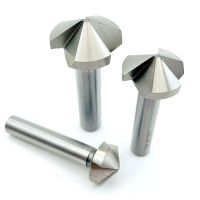 เครื่องมือลบมุมก้านกลม 3 ขลุ่ย 120 องศา HSS Chamfer Chamfering Cutter End Mill เครื่องมือ Countersink เจาะ Bit 4.5-60MM