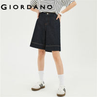 GIORDANO Women Shorts Bright Line Half Elastic Waist Comfort Denim Shorts Relaxed Quality Fashion Casual Denim Shorts 18403204