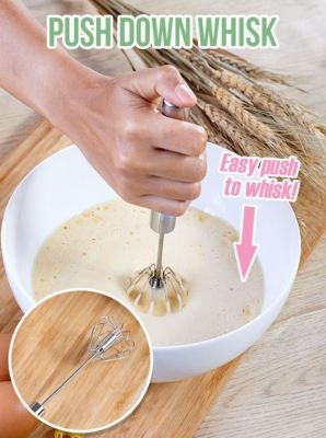 ตะกร้อตีไข่ ตะกร้อตีแป้ง ที่ตีฟอง ที่ตีไข่สปริง แบบมือกดแล้วหมุน Push Down Whisk ที่ผสมอาหาร ที่ตีไข่แบบกด ที่ตีไข่ ที่ตีไข่แบบมือ ที่ตีแป้ง