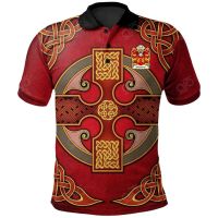 2023 NEW Style Mortimer Baron Of Coedmor Cardiganshire Welsh Family Crest Polo Shirt - Vintage Celtic Cross Redsize：XS-6XLNew product，Can be customization