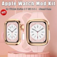 ∈♗ Silicone Strap Metal Case for Apple Watch Band 41mm 40mm Protective Case Bezel Bumper Bracelet for IWatch 8 SE 7 6 5 Woman Band