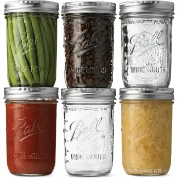 Encheng 16 oz Clear Hexagon Jars,Glass Jars With Lids(Golden),Mason Jars  For Herbs,Foods