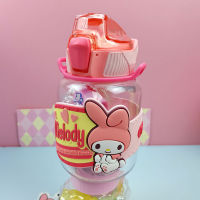 Kawaii Sanrio อนิเมะแก้วแบบมีหลอดน่ารัก Pompurin My Melody Cinnamoroll ถ้วยขนาดเล็กแบบพกพาการ์ตูนของขวัญเด็กความคิดริเริ่ม