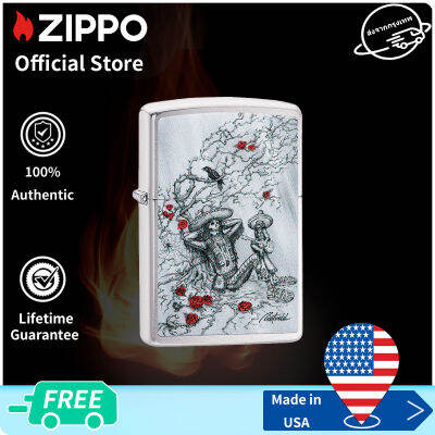 Zippo Rietveld Skeleton Design Brushed Chrome Lighter  49144 ( Lighter Without Fuel Inside ) แปรงโครเมี่ยม（ไฟแช็กไม่มีเชื้อเพลิงภายใน）