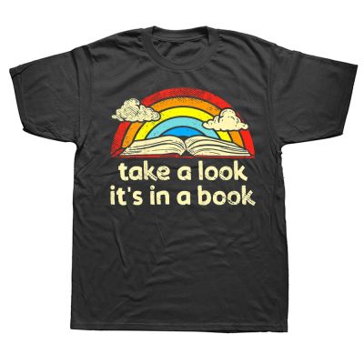 Funny Take A Look Its In A Book Reading Vintage Retro Rainbow T Shirts Short Sleeve Birthday Gifts T shirt Mens Clothing XS-6XL