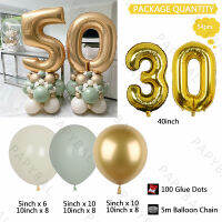 54Pcs Chrome Gold Balloon Set 40inch Number Aluminum Foil Ballons Birthday Globos 20 30 40 50th Birthday Decoration