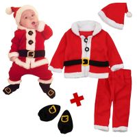 Cosplay Christmas Clothes Baby Girls Boys Clothing Santa Costumes Red Xmas Clothes Set Coat Pants Hat Socks 2023 New Year Gift