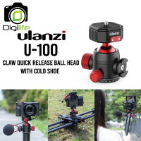 Ulanzi U-100 Claw Quick Release Ball Head  With  Cold Shoe  หัวบอลอลูมิเนียม  มีช่องสำหรับต่ออุปกรณ์เสริมได้