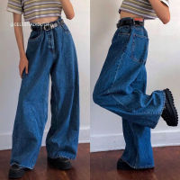 2021Jeans Women Loose High Waist Straight High Waist Pants Solid Color Wide Legs Retro Loose Womens Denim Trousers Thin Section