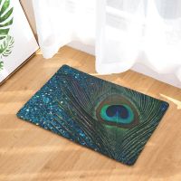 Hongbo Peacock Feather Print Bedroom Door Entrance Carpet Doormat Rug Non-slip Bathroom Living Room Kitchen Floor Mat