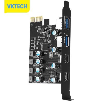 [Vktech] อะแดปเตอร์การ์ด PCI Express 2 * USB พอร์ต + 2 * USB C พอร์ต/USB3.2การ์ดโมดูลการขยาย GEN1สำหรับ Windows7/8/10/11 /Macos/linux