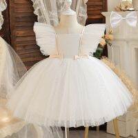 Baby 1st Birthday Baptism Dresses for Girls Polka Dot Cute Toddler Kids Wedding Party Ball Gowns Ruffles Elegant Childrens Dress