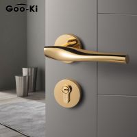 Goo-Ki Modern Luxury Gold Bedroom Door Handle Lock Security Entry Split Silent Lock Door Furniture Indoor Door Handle Lockset