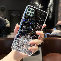 สำหรับ Samsung Galaxy A22 5G กรณี,แฟชั่นน่ารัก Glitter Sparkle Star Space ฟอยล์สาวโทรศัพท์ TPU เคสโทรศัพท์มือถือขอบซิลิโคน Bling กันกระแทกโทรศัพท์มือถือเคสฝาครอบสำหรับป้องกันผู้หญิง Lady