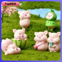 FUYE83644 7pcs/set เครื่องประดับภูมิทัศน์ขนาดเล็ก การ์ตูนหมูน่ารัก เรซิน พีวีซีพีวีซี เครื่องประดับรูปสัตว์ขนาดเล็ก ของใหม่ เพชรประดับขนาดเล็ก ตุ๊กตาสัตว์ตุ๊กตา บ้านในบ้าน