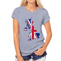 【New】เสื้อยืดพิมพ์ลายUK Flag แผนที่พิมพ์เสื้อยืดฤดูร้อนผู้หญิงแขนสั้น O-Neck Union Jack Tees Tops 90S หญิง Lady Graphic Tshirt streetwear