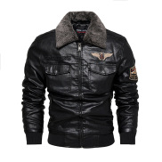 QBELY Pu Jacket Men Thick Warm Military Bomber Tactical Leather Jackets