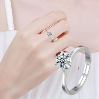 [Cutewomen2020] คลาสสิกหกเขี้ยวแหวนเพชรปรับ Moissanite แหวนหมั้นงานแต่งงานของขวัญเครื่องประดับหญิง