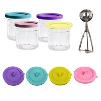 4 Pack for NINJA Ice Cream Pint Cups NC299AMZ NC300S Series Ice Cream Maker Parts Accessories Storage Jars with Airtight Lids