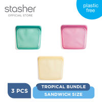 [Bundle] Stasher Sandwich Set of 3 Reusable Food Bags Tropical ถุงซิลิโคน Food Grade/ถุงเก็บอาหาร/ถนอมอาหาร